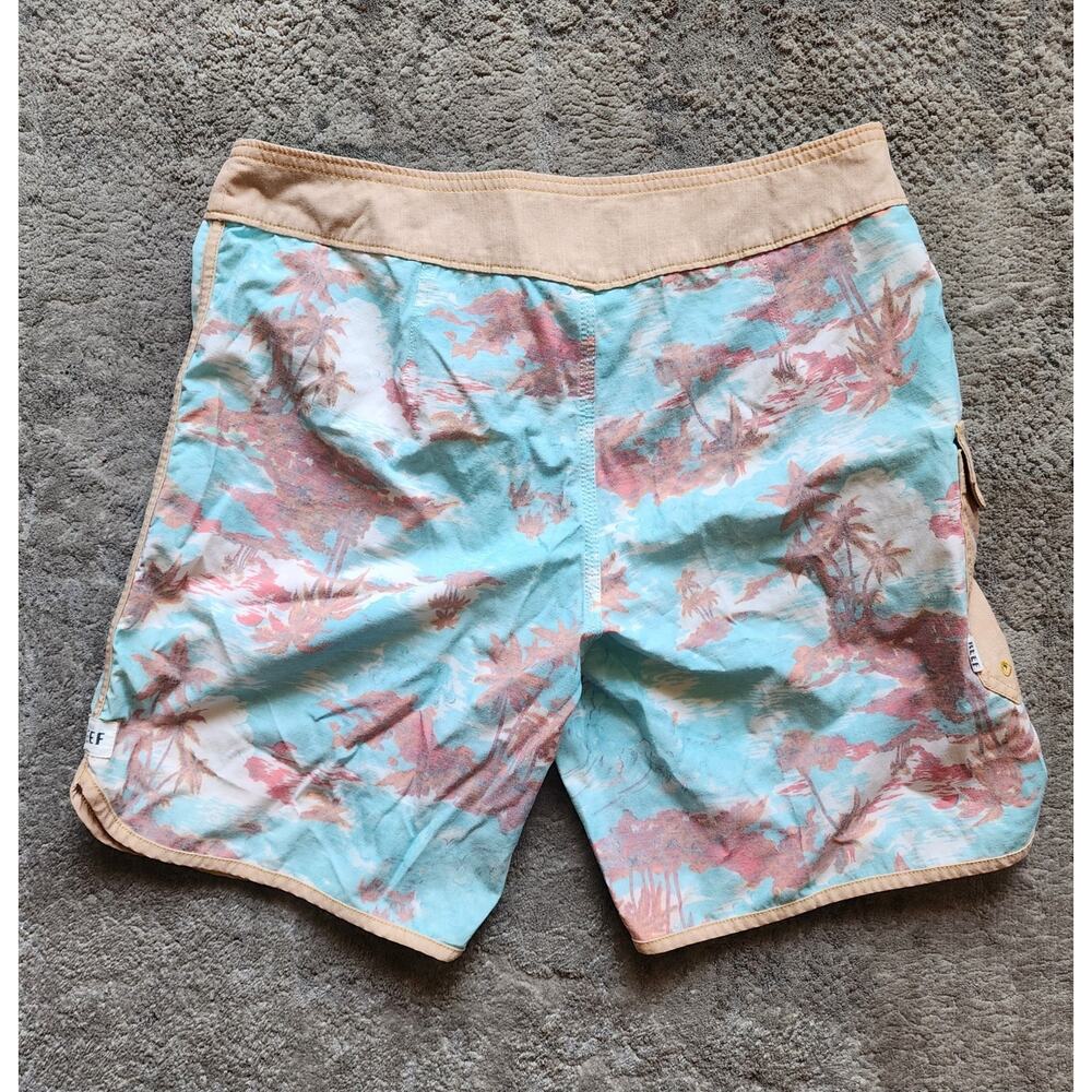 Reef Life's Short Go Surfing Board Shorts Size 30 Turquoise Blue Beach Swim - Picture 2 of 8
